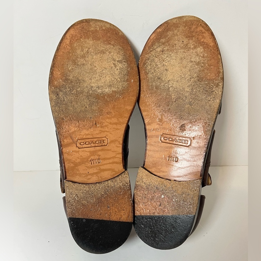 Coach Mens Dark Brown Leather Fisherman Sandals 11.5D - Picture 7 of 11